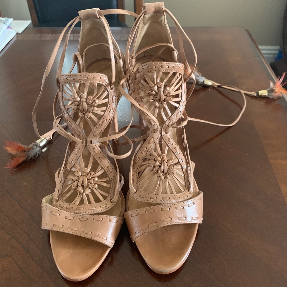 Schutz leather tan strapped sandals